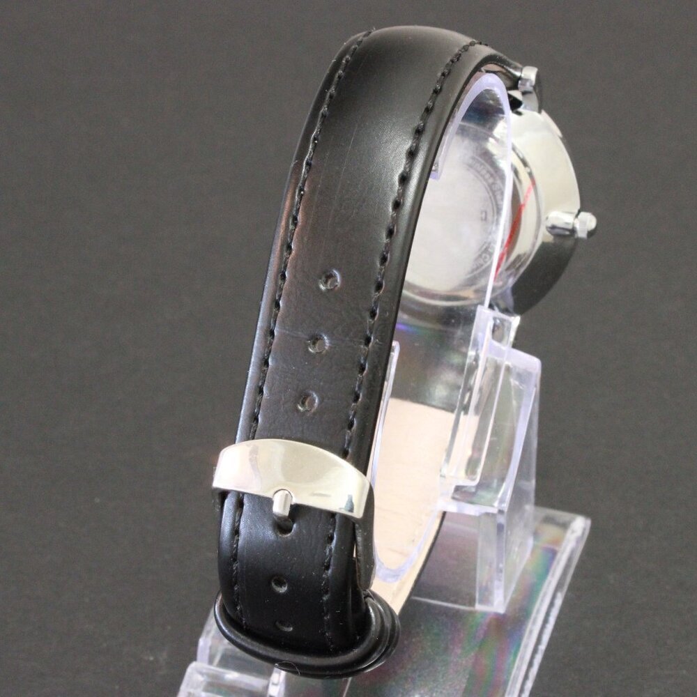 Men's Classic Minimalist 2 Hand Quartz Watch Raised Indices Black Strap 36mm - Picture 11 of 14